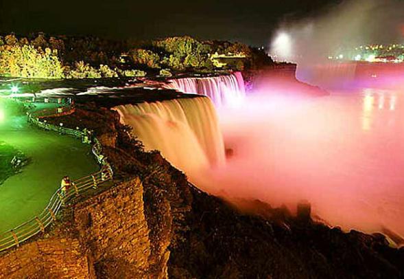 spectacular view of niagara falls at night